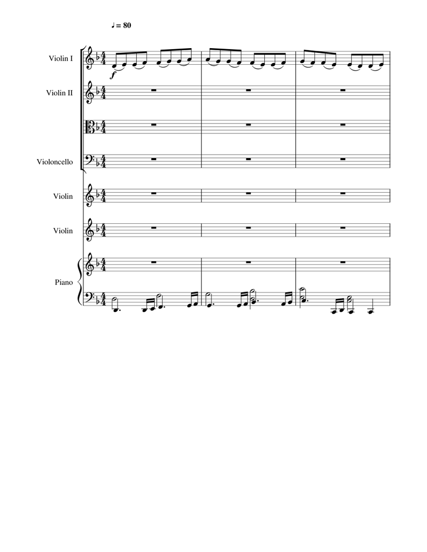 Video game song Sheet Music for Piano, Violin, Viola, Cello (String ...