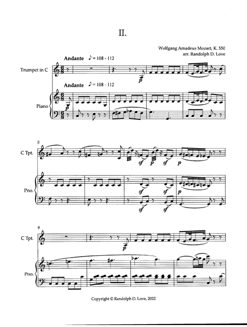 "Andante" from Concerto in e minor (Arr. Dr. Randolph D. Love) - Wolfgang Amadeus Mozart (Trumpet and Piano)
