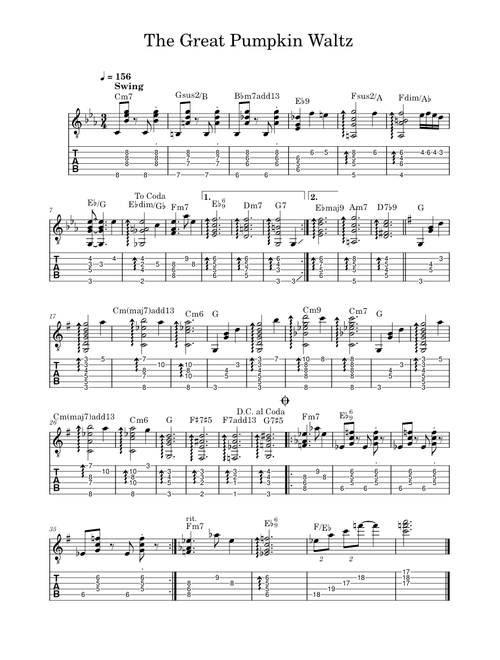 The Great Pumpkin Waltz – Vince Guaraldi (Guitar Chord Melody)