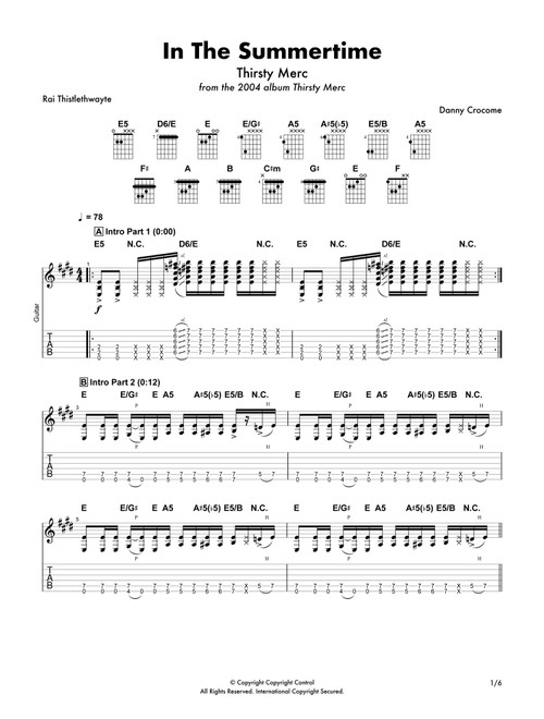 In The Summertime (Arr. Danny Crocome) - Rai Thistelthwayte (Guitar Tab)