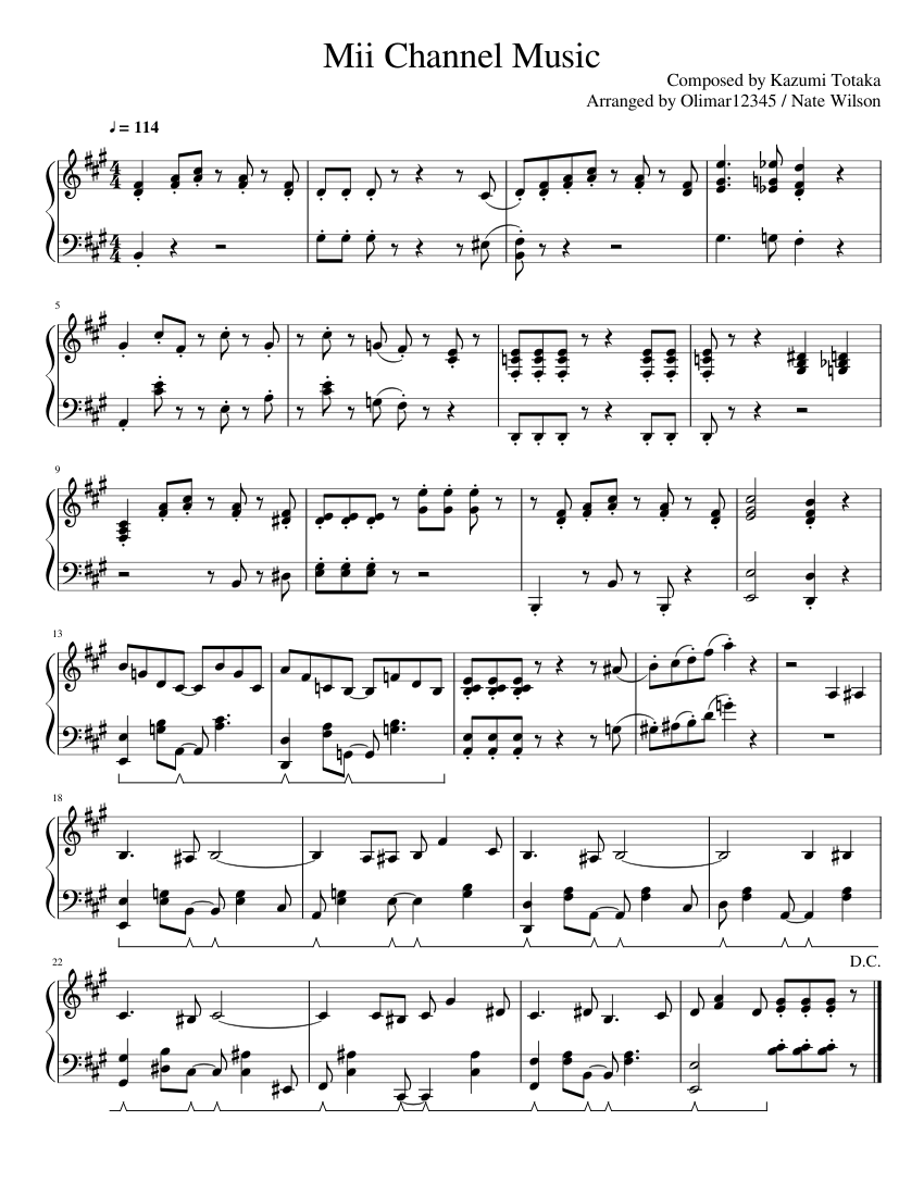 Paragraaf kool Aannames, aannames. Raad eens Mii Channel (piano) Sheet music for Piano (Solo) | Musescore.com