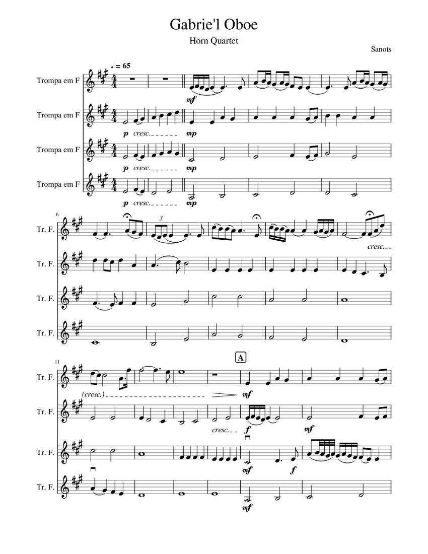Gabrie'l Oboe Horn Quartet Sheet music for French horn (Brass Quartet