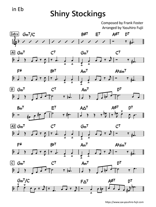 Shiny Stockings (Arr. Yasuhiro Fujii) - Count Basie (Alto Sax Solo)