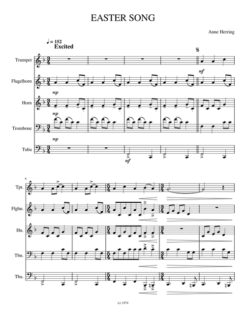 Easter Song – Keith Green - brass quintet