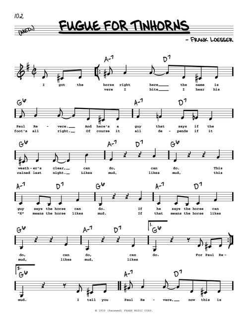 Fugue For Tinhorns (Low Voice) - Frank Loesser (Real Book - Melody-Chords-Lyrics)