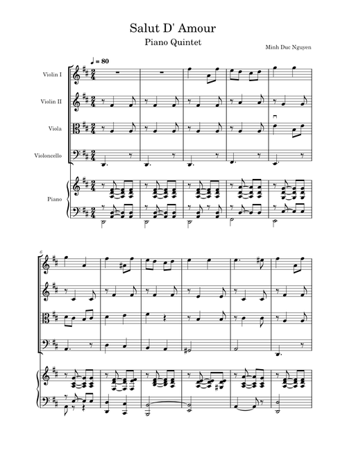 Salut D' Amour Piano Quintet