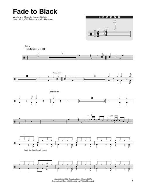 Fade To Black - Metallica (Drum Transcription)
