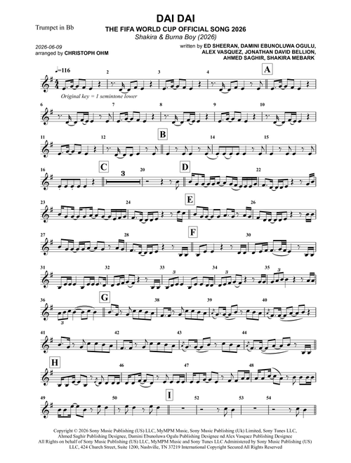 Dai Dai (Arr. Christoph Ohm) - Shakira & Burna Boy (Trumpet Solo)