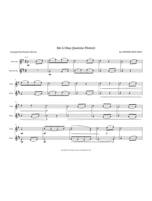 Mo Li Hua (Jasmine Flower) (Arr. Dominic Meccia) - Chinese Folk Song (Instrumental Duet)