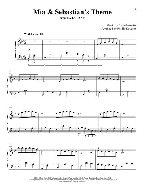 Mia & Sebastian's Theme (from La La Land) (arr. Phillip Keveren) - Justin Hurwitz (Piano Solo)