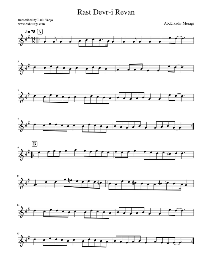 Rast Devr-i revan Sheet music for Piano (Solo) Easy | Musescore.com