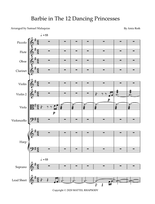 Barbie In The 12 Dancing Princesses (Arr. SAMUEL DE SOUZA MALAQUIAS) - Arnie Roth (Large Ensemble)
