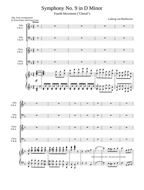Beethoven Symphony No. 9 (4th movement) Piano solo with chorus
