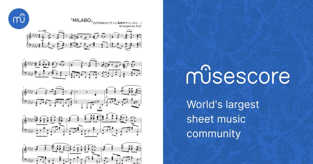 MILABO - ZUTOMAYO Sheet Music for Piano (Solo) | MuseScore.com