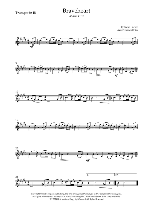 Braveheart - Main Title (Arr. Fernando Britto) - James Horner (Trumpet Solo)
