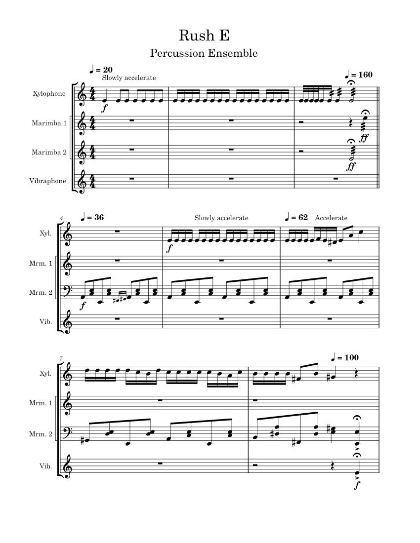 Rush E Sheet music for Vibraphone, Marimba, Xylophone (Percussion