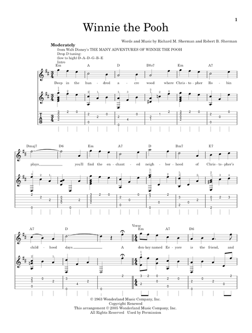 Winnie The Pooh (from The Many Adventures Of Winnie The Pooh) - Sherman Brothers (Solo Guitar)