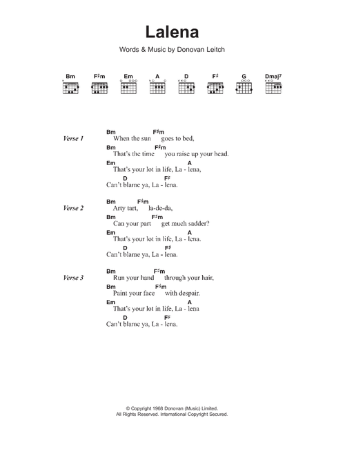 Lalena - Donovan (Guitar Chords-Lyrics)