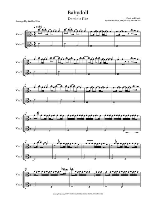 Babydoll (Arr. Welder Dias) - Dominic Fike (Viola Duet)