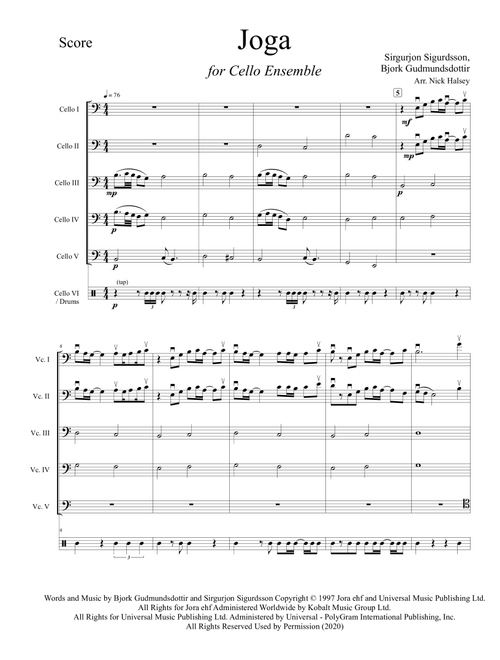 Joga (Arr. Nick Halsey) - Bjork (Small Ensemble)