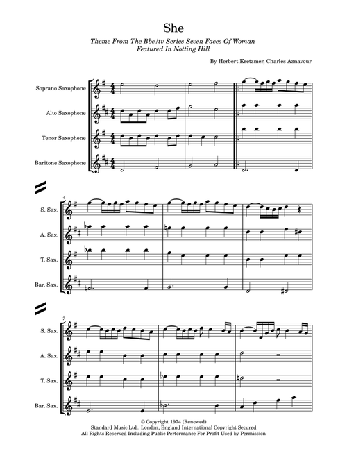 She (Arr. Valerio Estreguin) - Elvis Costello (Woodwind Ensemble)