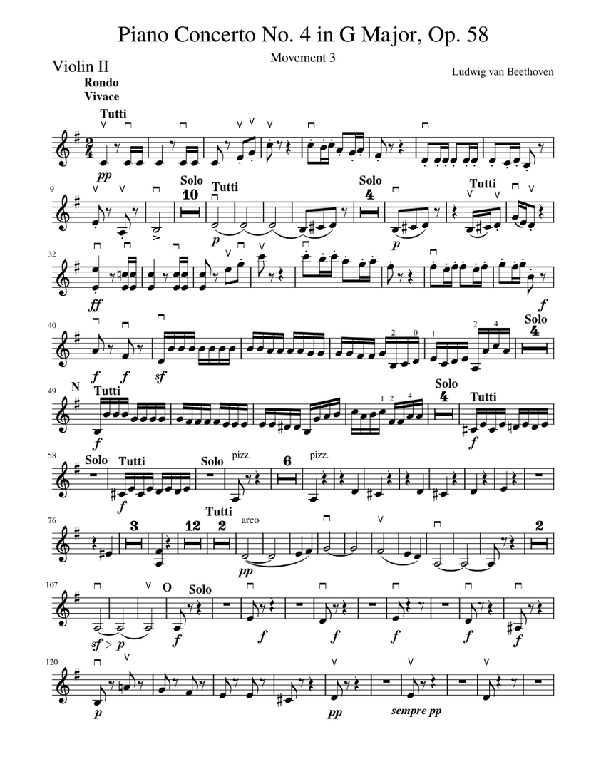 Beethoven Piano Concerto No. 4. Movement 3. Orchestra Part