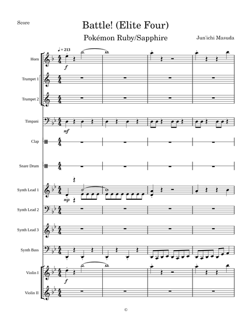 Battle! (Elite Four) (Pokémon Ruby/Sapphire) - Transcribed Score