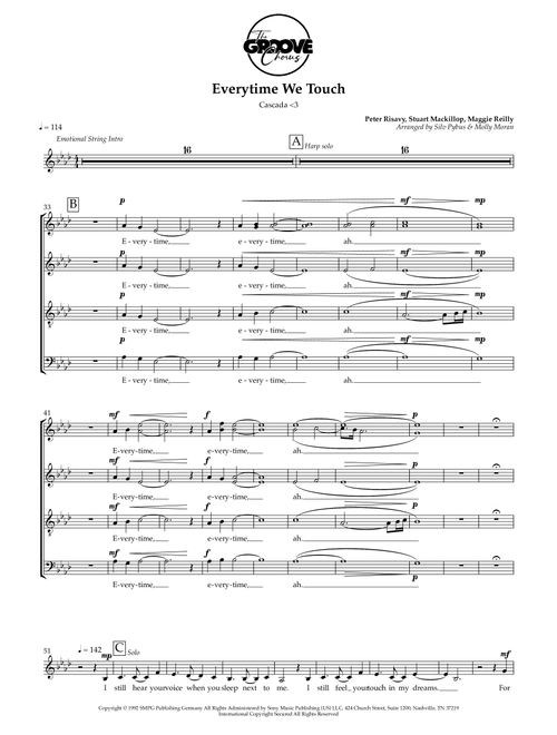 Everytime We Touch (Arr. Silv Pybus) - Cascada (Choral, SATB)