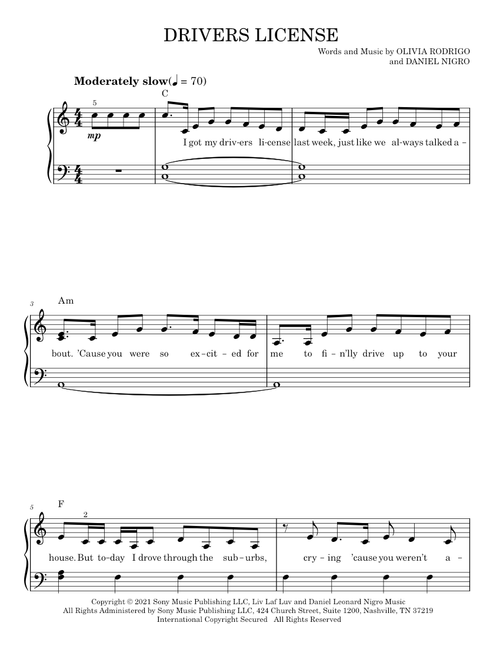 Drivers License - Olivia Rodrigo (Easy Piano)