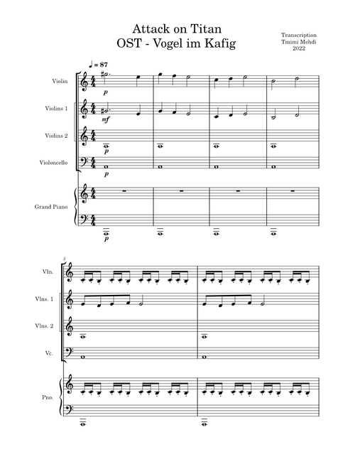 Attack on Titan OST - Vogel im Kafig – TMIMI Mehdi