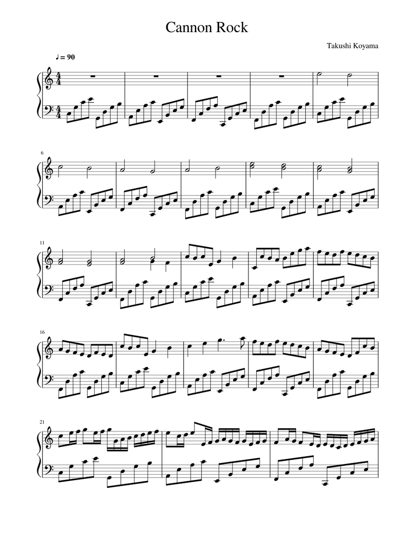 Canon Rock Sheet Music for Piano (Solo) | MuseScore.com