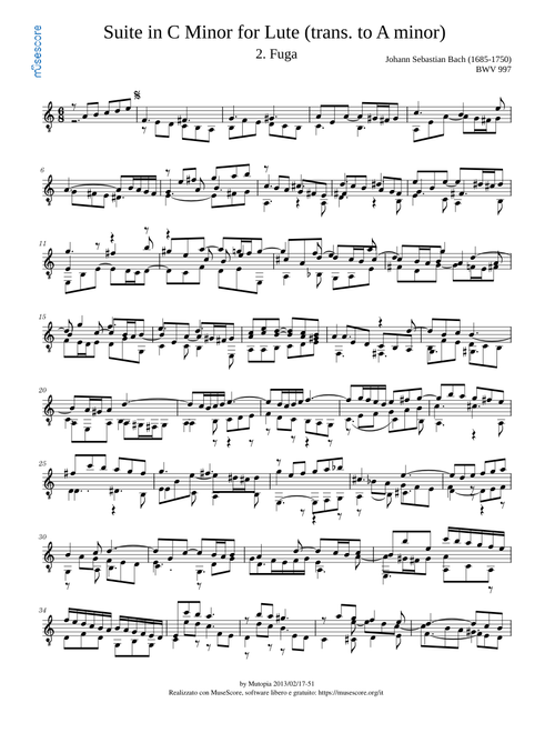 Suite in C Minor for Lute - Fuga - BWV997