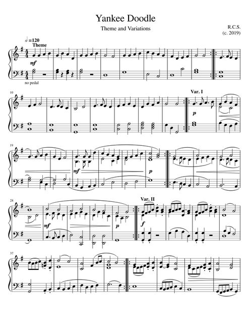 Yankee Doodle Theme and Variations