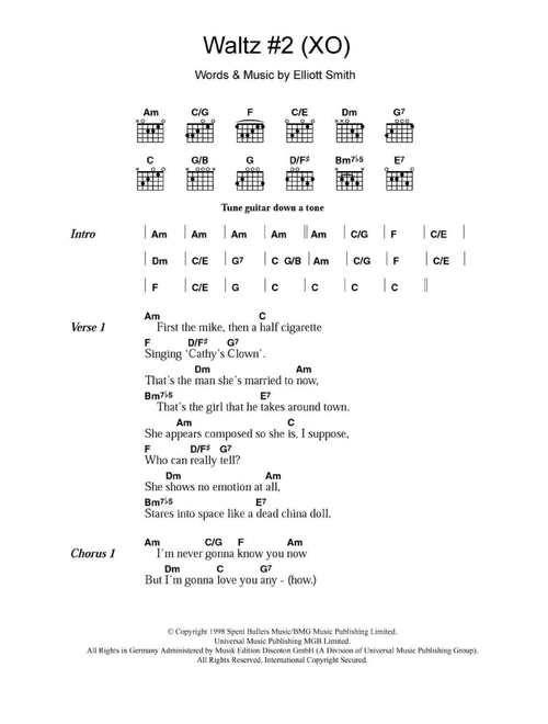 Waltz #2 (XO) - Elliott Smith (Guitar Chords-Lyrics)