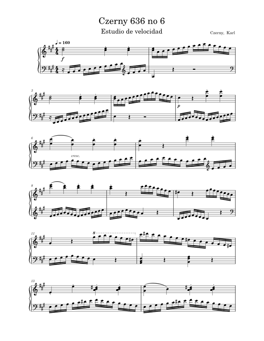 艶楽書館 no.1〜no.6 レア Czerny Op. 636 no. 6 Sheet Music for Piano (Solo) | MuseScore.com