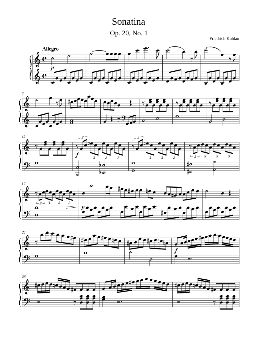 Piano Sonatina in C major, Op.20 No.1 – Friedrich Kuhlau