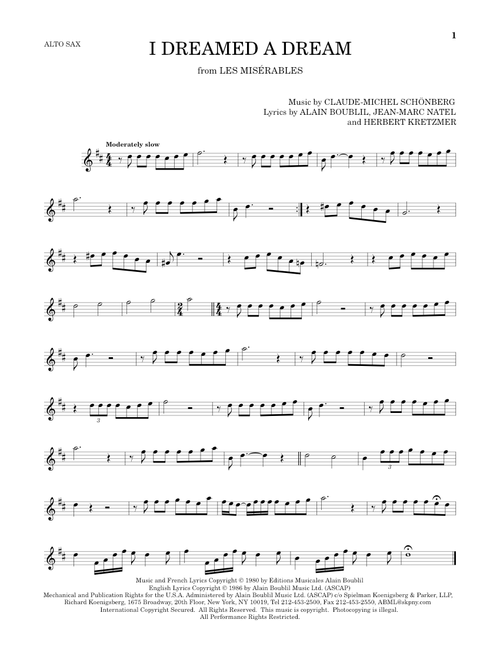 I Dreamed A Dream - Claude-Michel Schonberg (Alto Sax Solo)