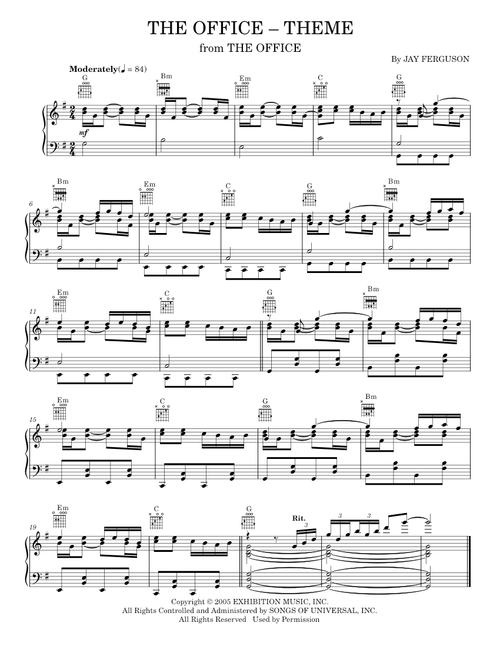 The Office Theme – Jay Ferguson (Piano Solo)