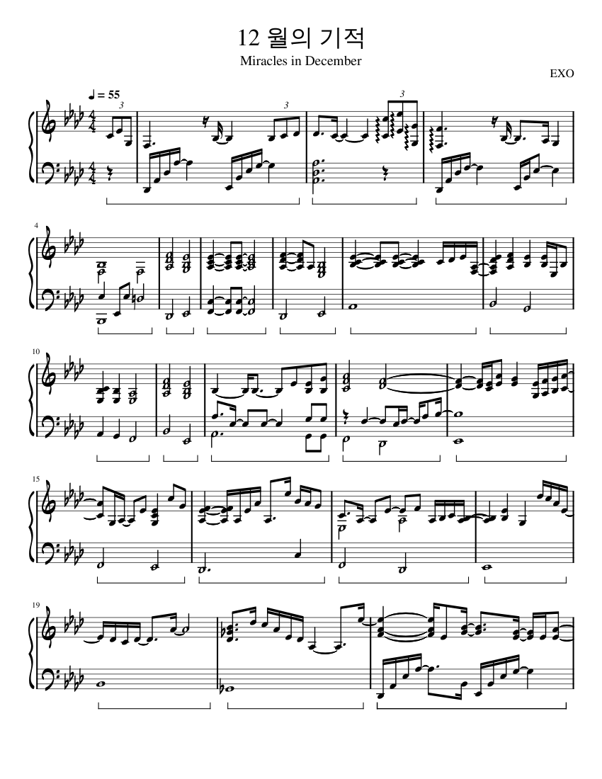 Miracles in December - EXO - 12 월의 기적 -엑소 Sheet Music for