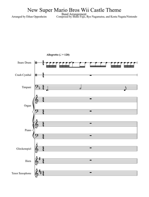 New Super Mario Bros Wii Castle Theme Band Arrangement