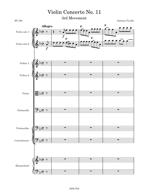 Violin Concerto No. 11 in D Minor, RV 565, 3rd Movement (Allegro) – Antonio Vivaldi