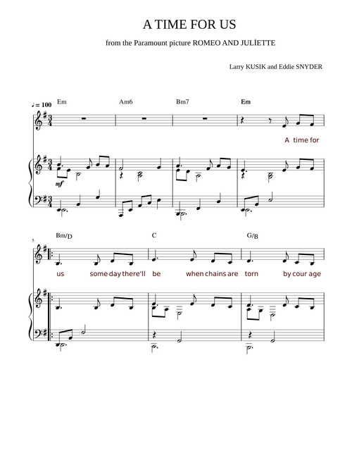 A Time For Us (Love Theme) – Nino Rota A TIME FOR US
