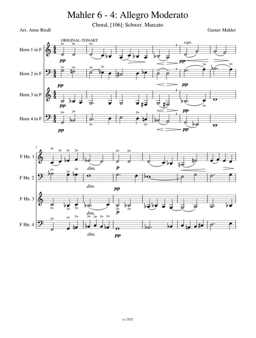 Mahler 6 - Satz 4: Allegro Moderato, [106] - Choral - Horn Quartett