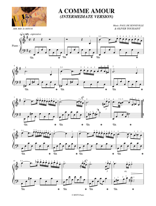 A comme amour - Easy/Intermediate Version