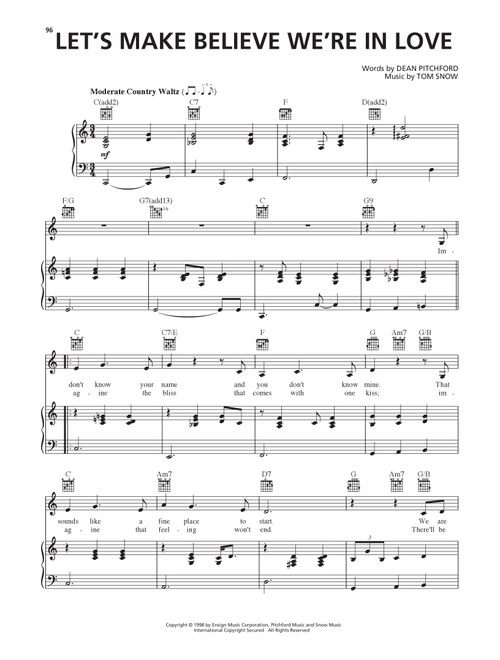 Let's Make Believe We're In Love (from Footloose) - Dean Pitchford (Piano-Vocal-Guitar)