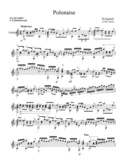 Polonaise (Arr. Evgeny Shushkovsky) - M.Oginski (Solo Guitar)