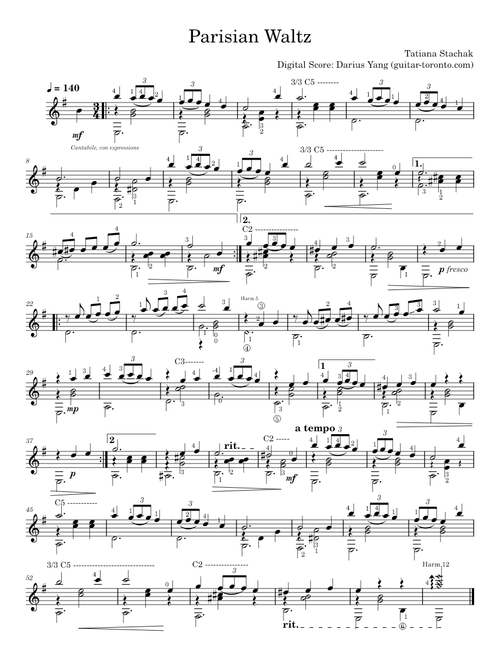 Parisian Waltz by Tatiana Stachak (Digitized by D. Yang torontoguitar.com)