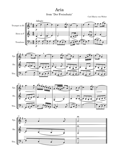 Der Freischütz, Op.77 – Carl Maria von Weber Aria from "Der Freischütz" – Carl Maria von Weber