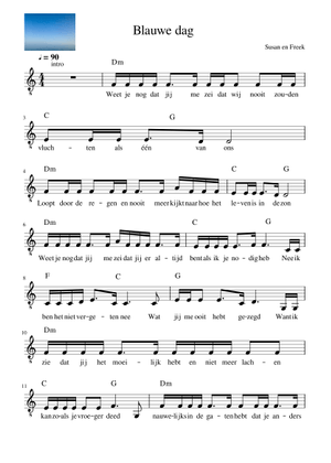 Blauwe dag Suzan en Freek Fanno piano keyboard met couplet en bridge ...