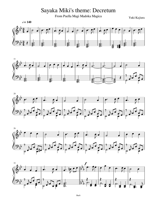 Sayaka Miki's theme: Decretum
